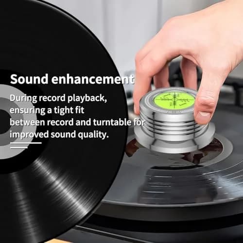 Viborg LP628S Turntable Record Weight Stabilizer 280g (9.9 oz) Silver | Vibration-Proof Vinyl Clamp with Bubble Level thumbnail 4
