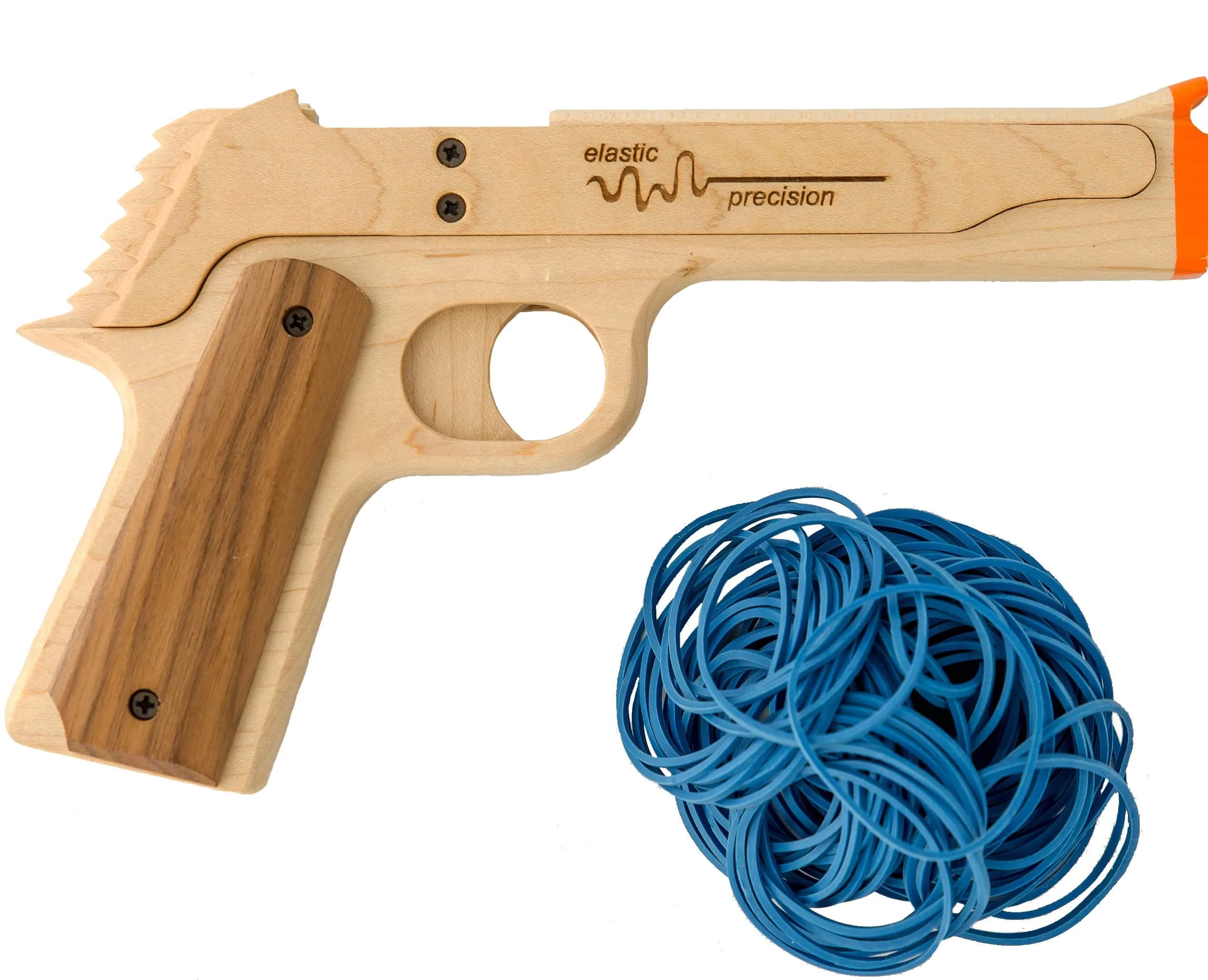 Elastic Precision Model 1911 Rubber Band Gun - Hardwood, Semi-Automatic Action, Walnut Grips (8.75" L x 5.25" H x 1.25" W) - main product image