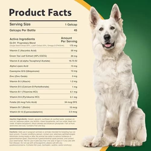 Ocu-GLO Vision Supplement for Small Dogs 45ct Liquid Gelcaps | Eye Health Support with Lutein & Omega-3 thumbnail 2