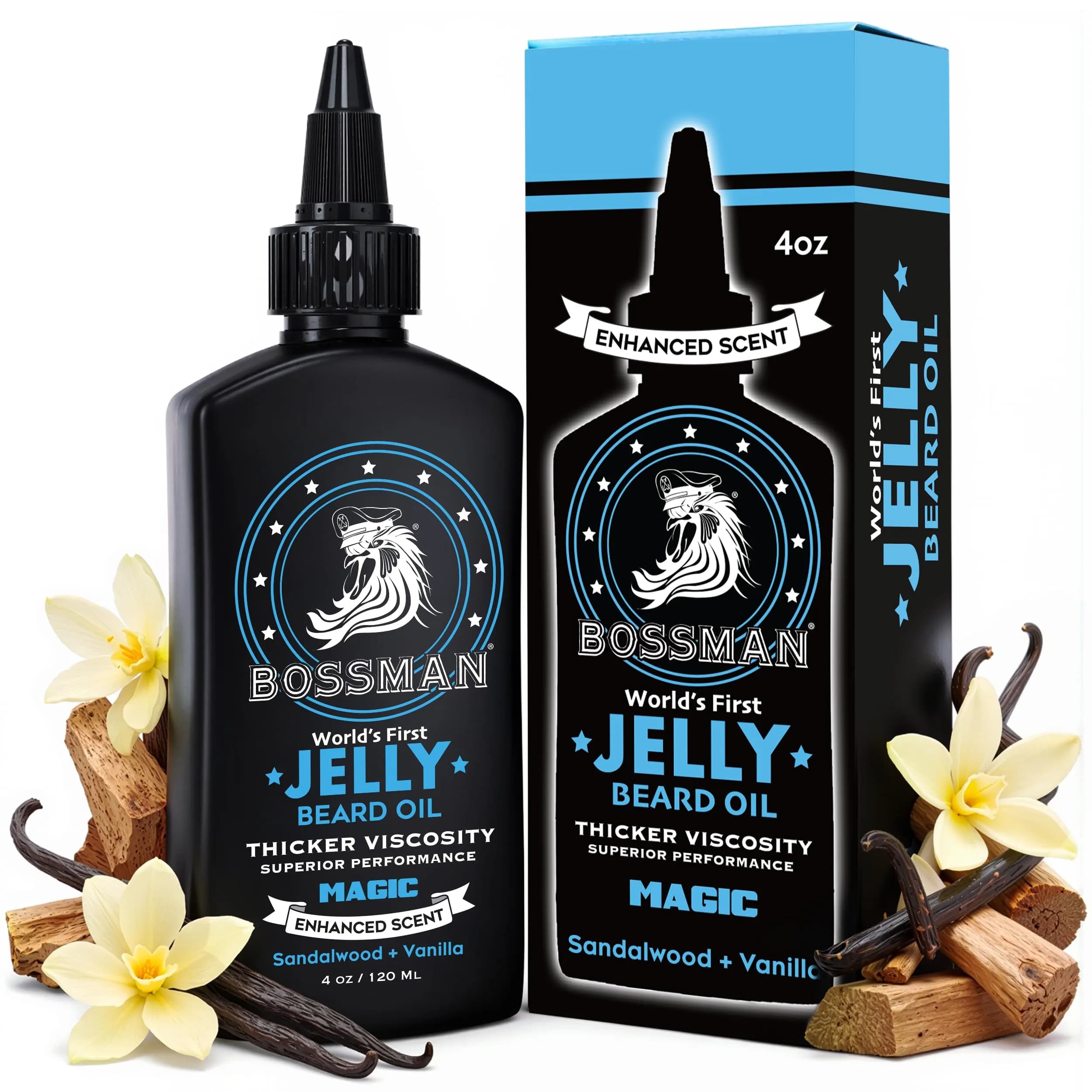 Bossman Jelly Beard Oil Magic Scent 118ml (4 Fl Oz) | Thicker Formula for Fuller, Healthier Beard - main product image
