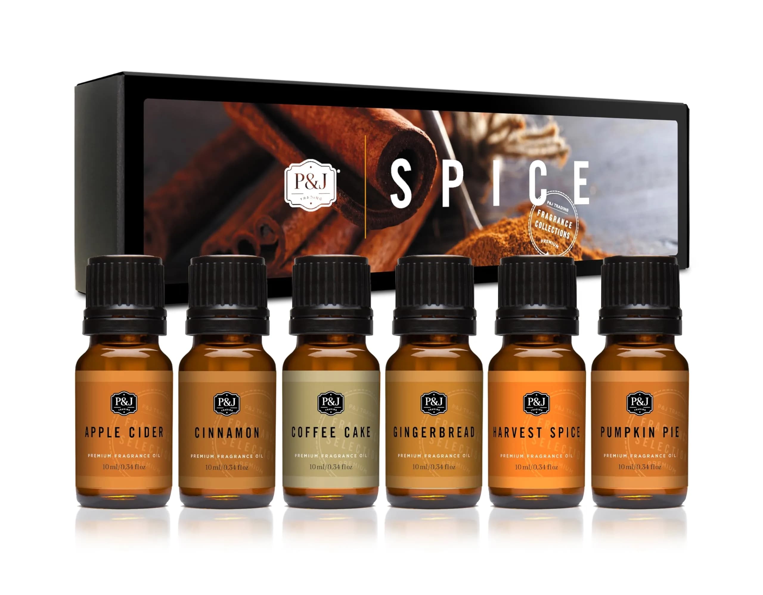 P&J Trading Spice Set Fragrance Oils for Diffusers & Candle Making, 6 x 10ml Bottles | USA Imported Aromatherapy Scents