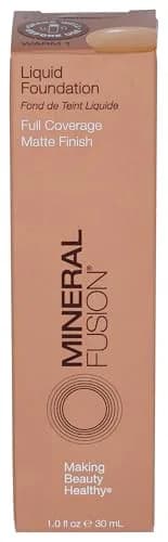 Mineral Fusion Full Coverage Foundation, Liquid Foundation - Warm 1 | Lightweight Matte Finish, 12 Hr Hydration, Vegan thumbnail 1
