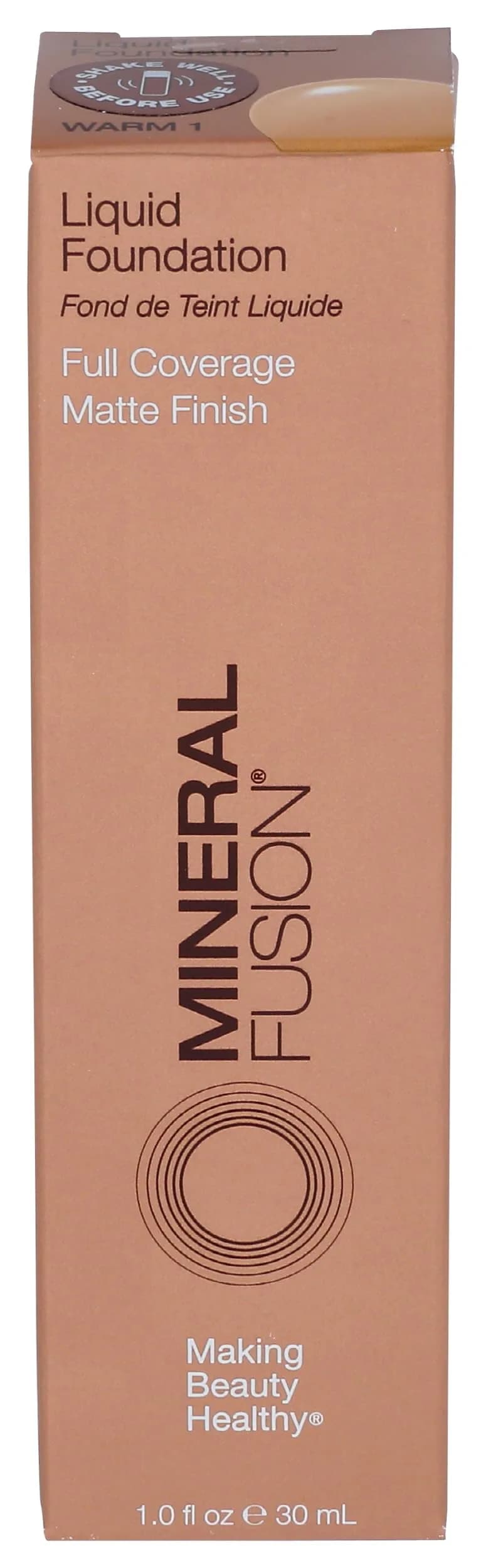 Mineral Fusion Full Coverage Foundation Neutral 1 29.57 ml (1 fl. oz) | Lightweight Matte Finish with 12 Hr Hydration — Warm 1