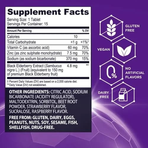 Sambucol Black Elderberry Effervescent Tablets 15 Count | Immune Support with Vitamin C & Zinc thumbnail 3