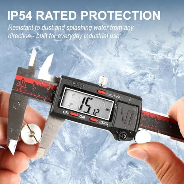 VINCA IP54 Grade Digital Caliper, DCLA-0605 6 Inch/150mm, Inch/Millimeter/Fraction Conversion, Stainless Steel, Large LCD Screen thumbnail 5