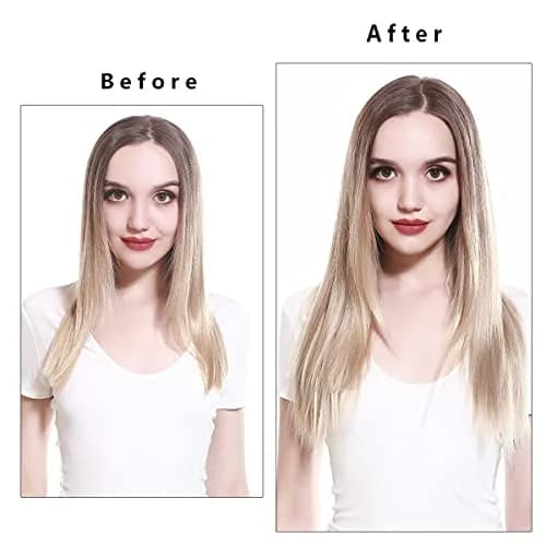 SARLA Invisible Wire Hair Extensions Platinum Blonde 22 Inch | Long Straight Synthetic Hairpiece, Adjustable Headband, Heat Resistant Fiber thumbnail 4