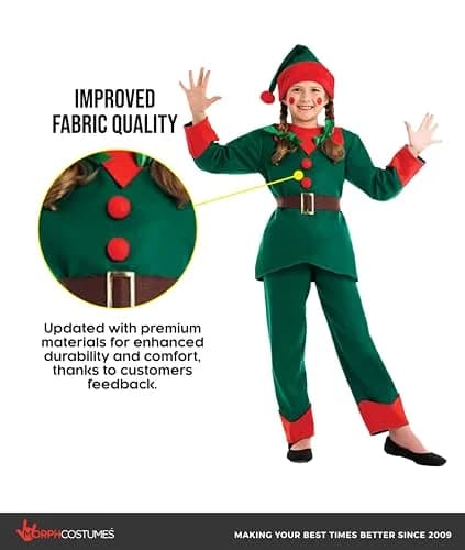 fun shack Elf Costume Kids, Christmas Costume for Kids, XL | Festive, Traditional Holiday Dress thumbnail 3