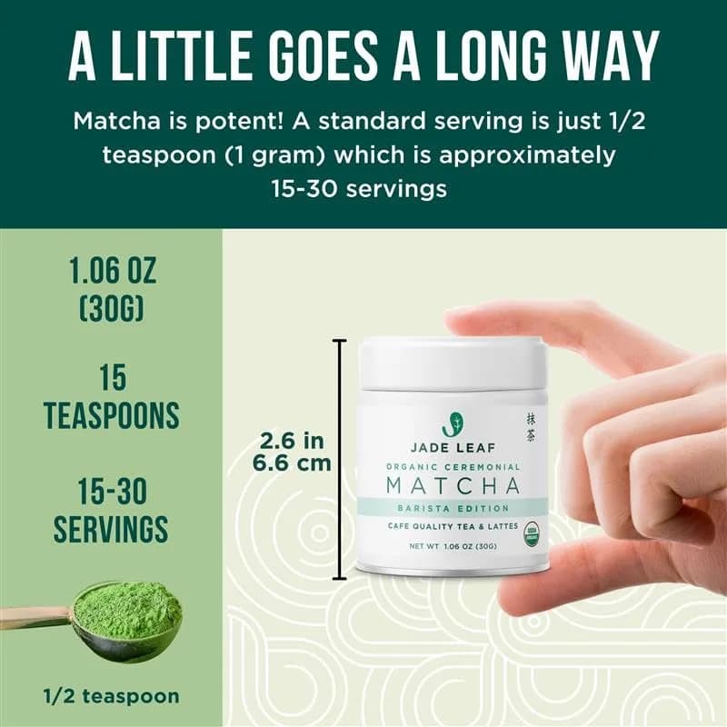 Jade Leaf Ceremonial Grade Matcha Powder, 30g / 1.06oz Tin | USDA Organic Japanese Matcha for Lattes & Recipes thumbnail 3