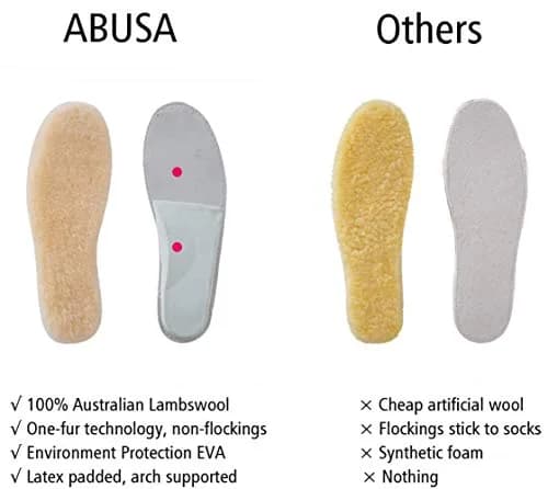 ABUSA Sheepskin Insoles Women's Premium Wool Fur Fleece Inserts Cozy & Fluffy Size 6 (1 Pair) | 15mm Thick Australian Lambswool thumbnail 2