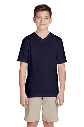 French Toast Boys' Short Sleeve V-Neck T-Shirt, Navy, 8 | Breathable Cotton for Active Boys thumbnail 1