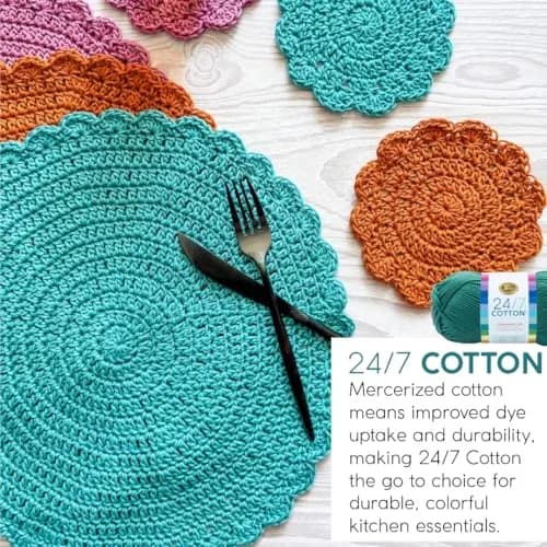 Lion Brand Yarn 24/7 Cotton Yarn Goldenrod 100g (3.5oz) | Mercerized Cotton for Crochet & Knitting thumbnail 6