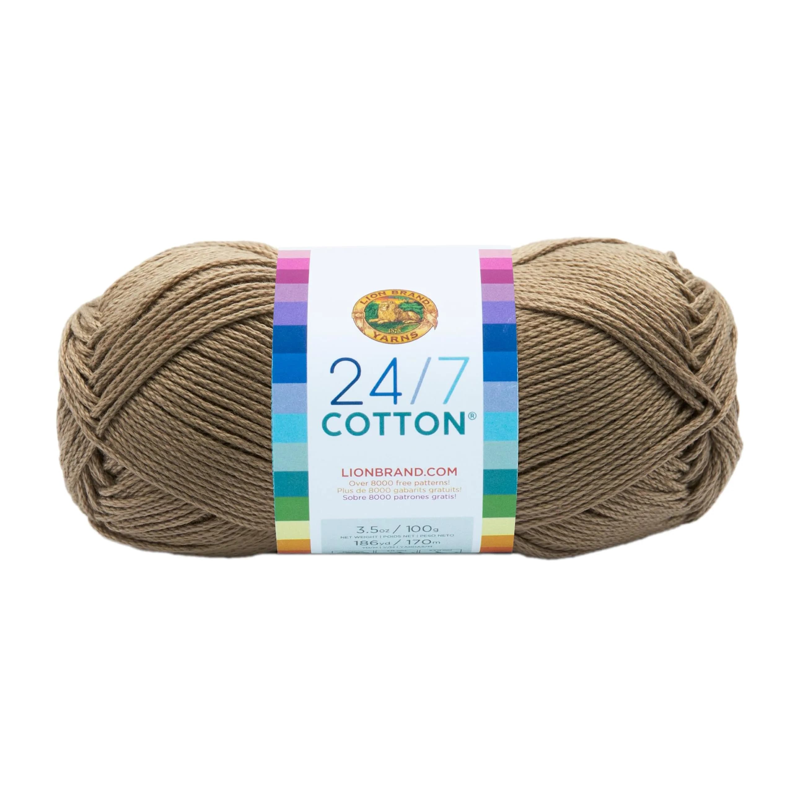 Lion Brand Yarn 24/7 Cotton Yarn Goldenrod 100g (3.5oz) | Mercerized Cotton for Crochet & Knitting — Taupe