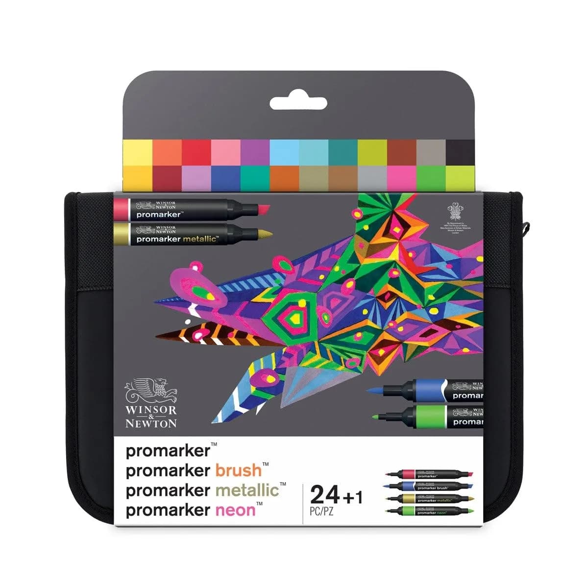 Winsor & Newton ProMarker Set, 24 Count, Student Designer Wallet | Alcohol-Based Ink Markers for Drawing & Illustration — Mixed Markers