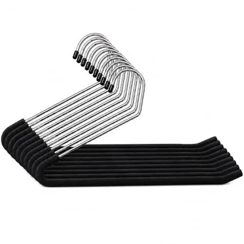 Huji Heavy Duty Open Ended Chrome Trouser Hangers Set of 10 | Space-Saving Closet Organizer thumbnail 1
