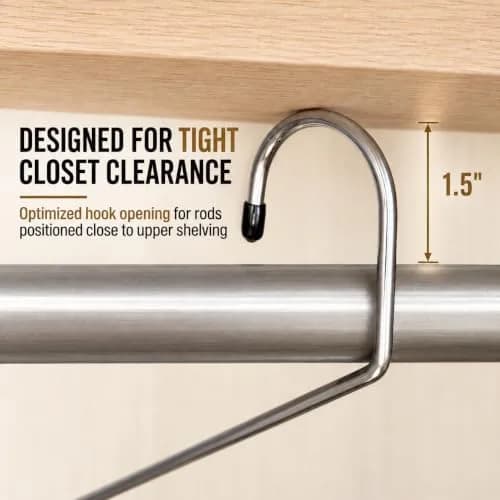 Huji Heavy Duty Open Ended Chrome Trouser Hangers Set of 10 | Space-Saving Closet Organizer thumbnail 5