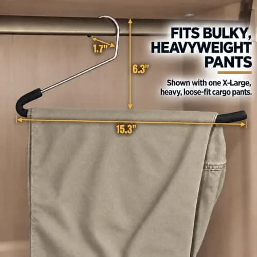 Huji Heavy Duty Open Ended Chrome Trouser Hangers Set of 10 | Space-Saving Closet Organizer thumbnail 6