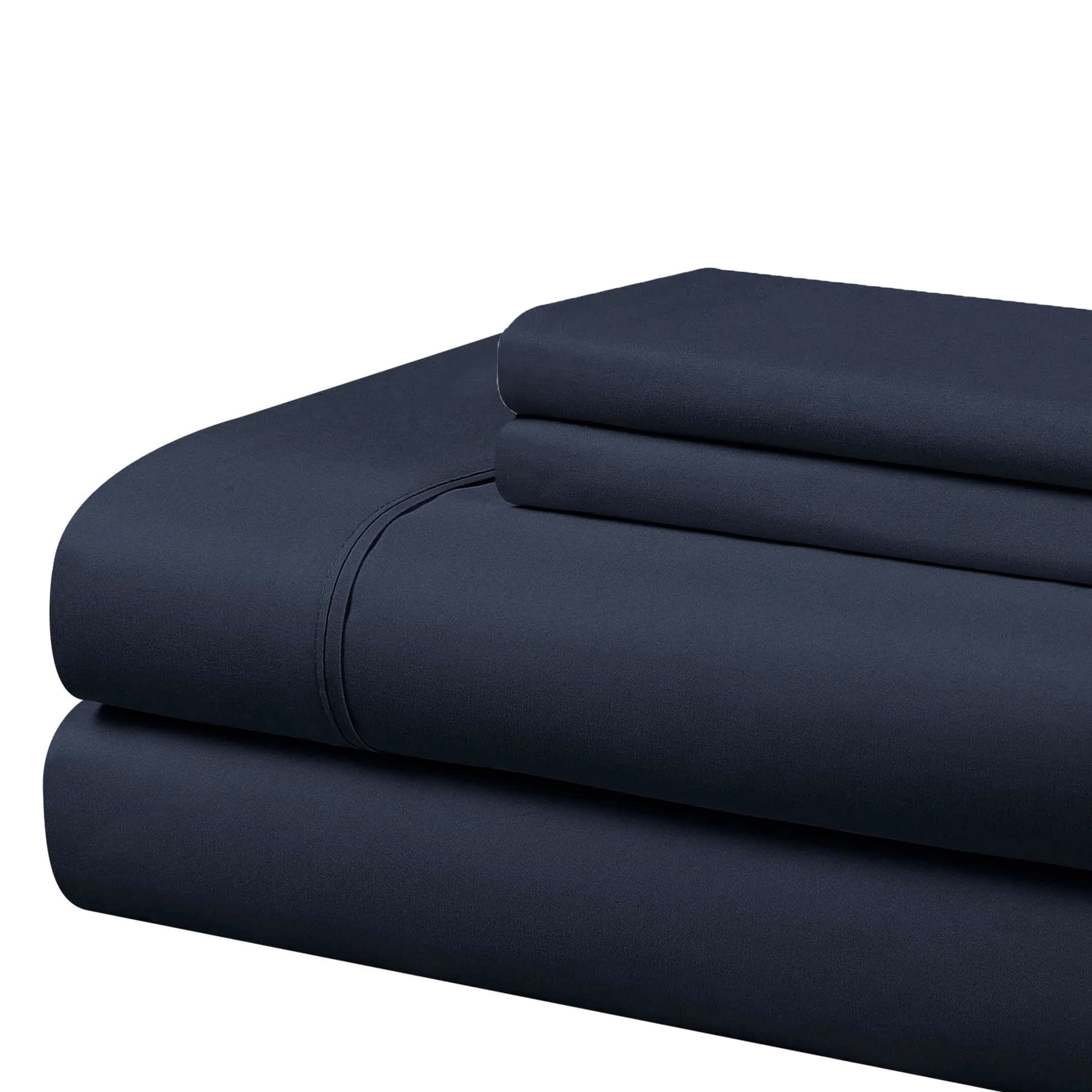 Cathay Home Full Bedding Sheet Set | Ultra Soft Hypoallergenic Wrinkle Resistant Microfiber — Navy / Full