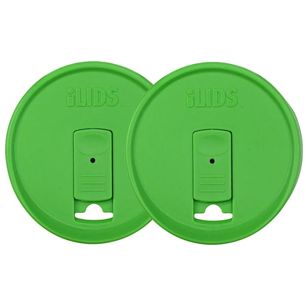 iLIDS Mason Jar Drink Lid, Wide Mouth, Grass Green, 2 Pack, BPA-Free | Spill-Resistant, Reusable & Made in USA - main product image