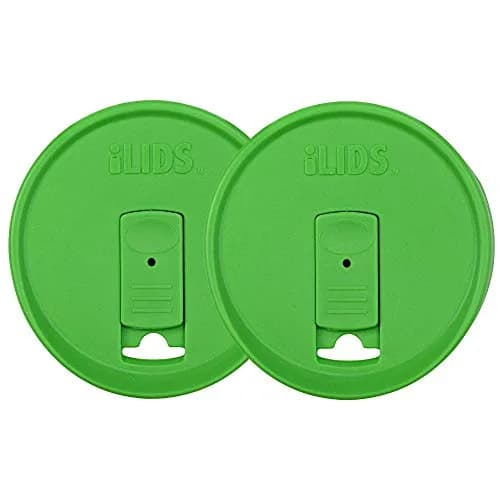 iLIDS Mason Jar Drink Lid, Wide Mouth, Grass Green, 2 Pack, BPA-Free | Spill-Resistant, Reusable & Made in USA thumbnail 1