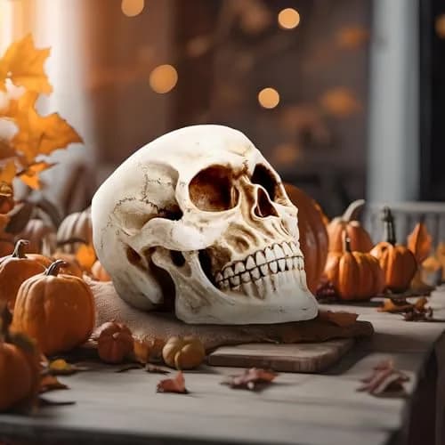 READAEER Halloween Skull Head, Life Size Resin Skull, Large Size Adult Skull Model for Home Decoration, Halloween Skull Statue (White) thumbnail 9