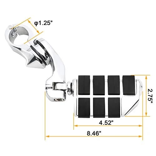 XFMT Motorcycle Highway Pegs 1.25" Short Angled Footrest | Fits Harley Touring, Softail, Sportster with 1 1/4" Engine Guard thumbnail 3