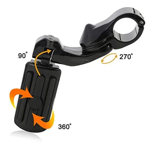 XFMT Black Motorcycle Highway Pegs 1.25" Short Angled Footrest for Harley Davidson with Engine Guard | 1.49 kg (3.28 lb) Pair thumbnail 4