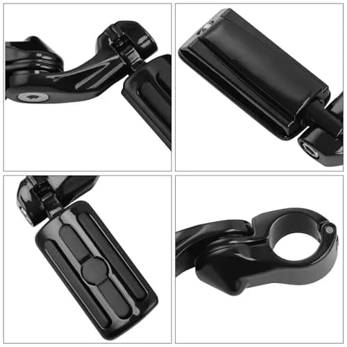 XFMT Black Motorcycle Highway Pegs 1.25" Short Angled Footrest for Harley Davidson with Engine Guard | 1.49 kg (3.28 lb) Pair thumbnail 5