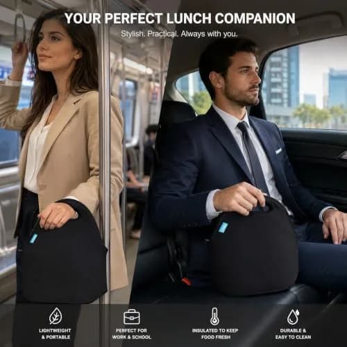 Ofeily Neoprene Lunch Tote Bag 10L (0.35 cu ft) | Insulated, Waterproof, Zippered Lunch Bag for Adults thumbnail 5