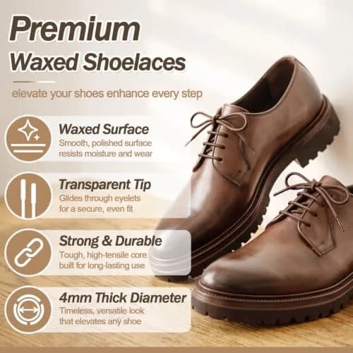 YFINE Waxed Round Shoe Laces 39" White | Formal & Outdoor Versatile thumbnail 3