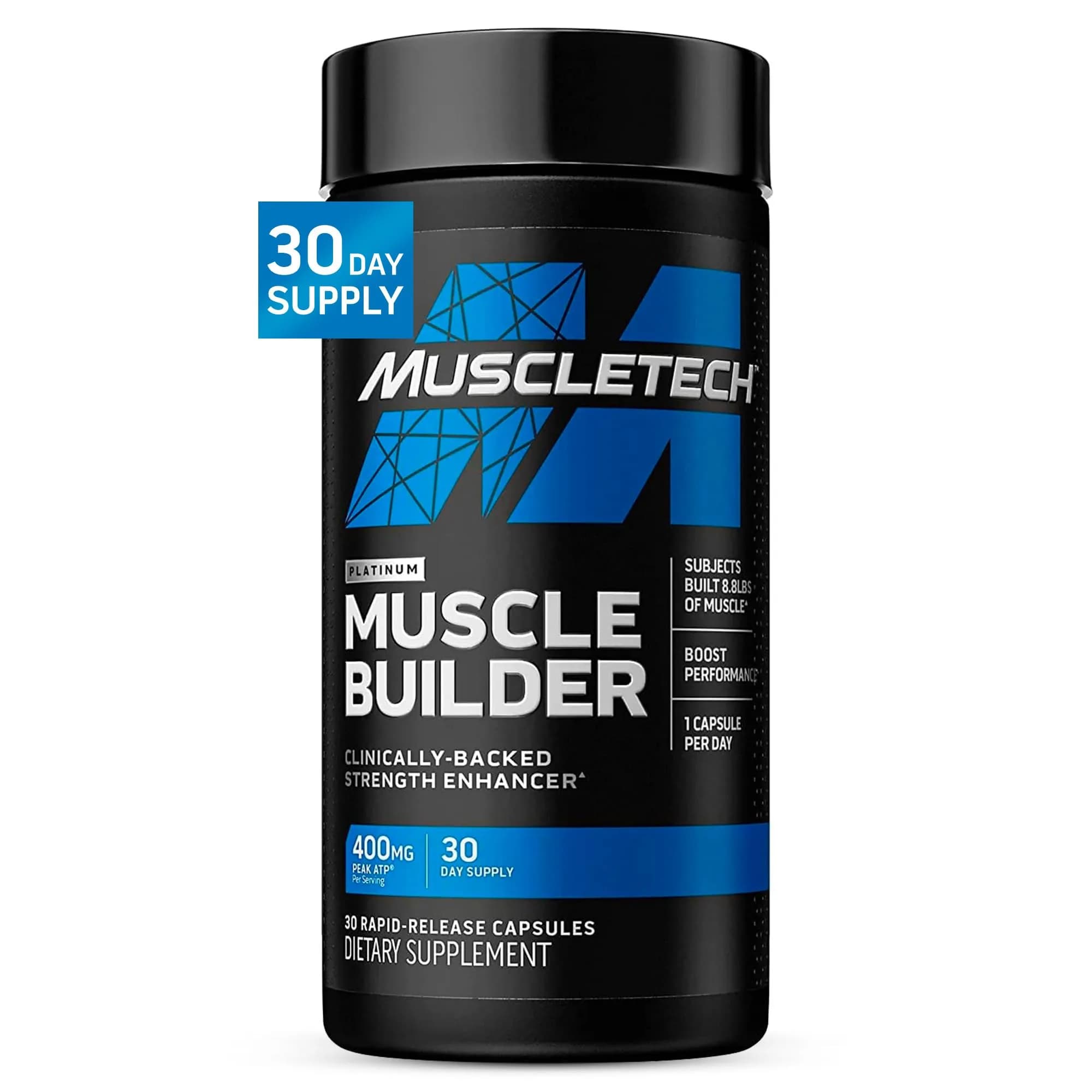 MuscleTech Platinum Muscle Builder Capsules | 400mg Peak ATP for Enhanced Strength & Muscle Gain (30 Count)