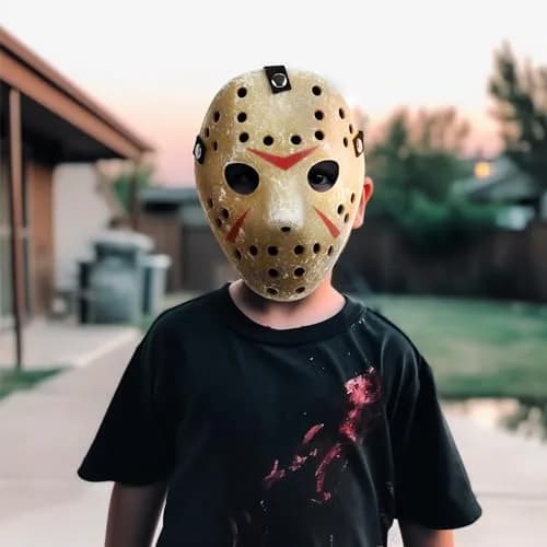 CASA CLAUSI Halloween Hockey Mask Cosplay Costume Prop for Kids Ages 3-8 | Lightweight Breathable Yellow Horror Mask thumbnail 5