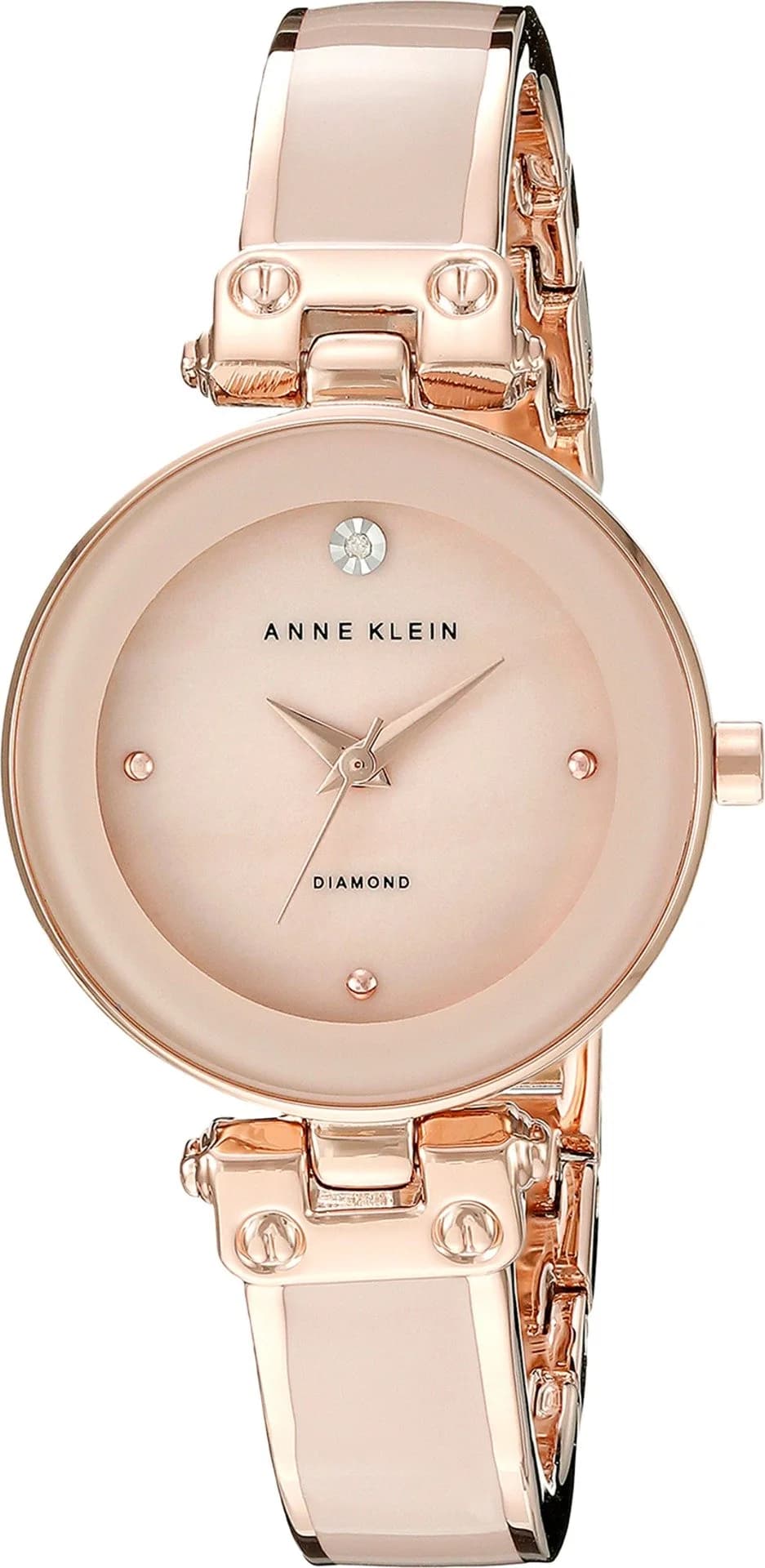 Anne Klein Women's Genuine Diamond Dial Pink/Rose Gold Watch, 28mm | Elegant Mother-of-Pearl Dial