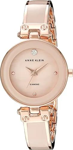Anne Klein Women's Genuine Diamond Dial Pink/Rose Gold Watch, 28mm | Elegant Mother-of-Pearl Dial thumbnail 1