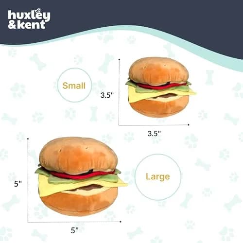 Huxley & Kent Hamburger Squeaky Dog Toy, Large 15.29 cm (6 in) | Soft Plush with Squeaker for Indoor Play & Fetch thumbnail 5