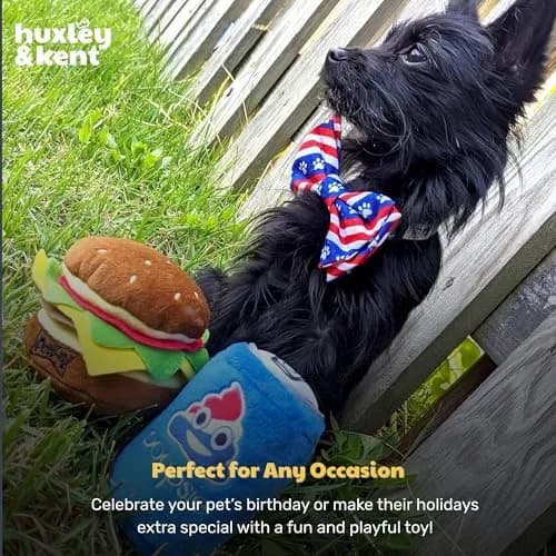 Huxley & Kent Hamburger Squeaky Dog Toy, Large 15.29 cm (6 in) | Soft Plush with Squeaker for Indoor Play & Fetch thumbnail 8