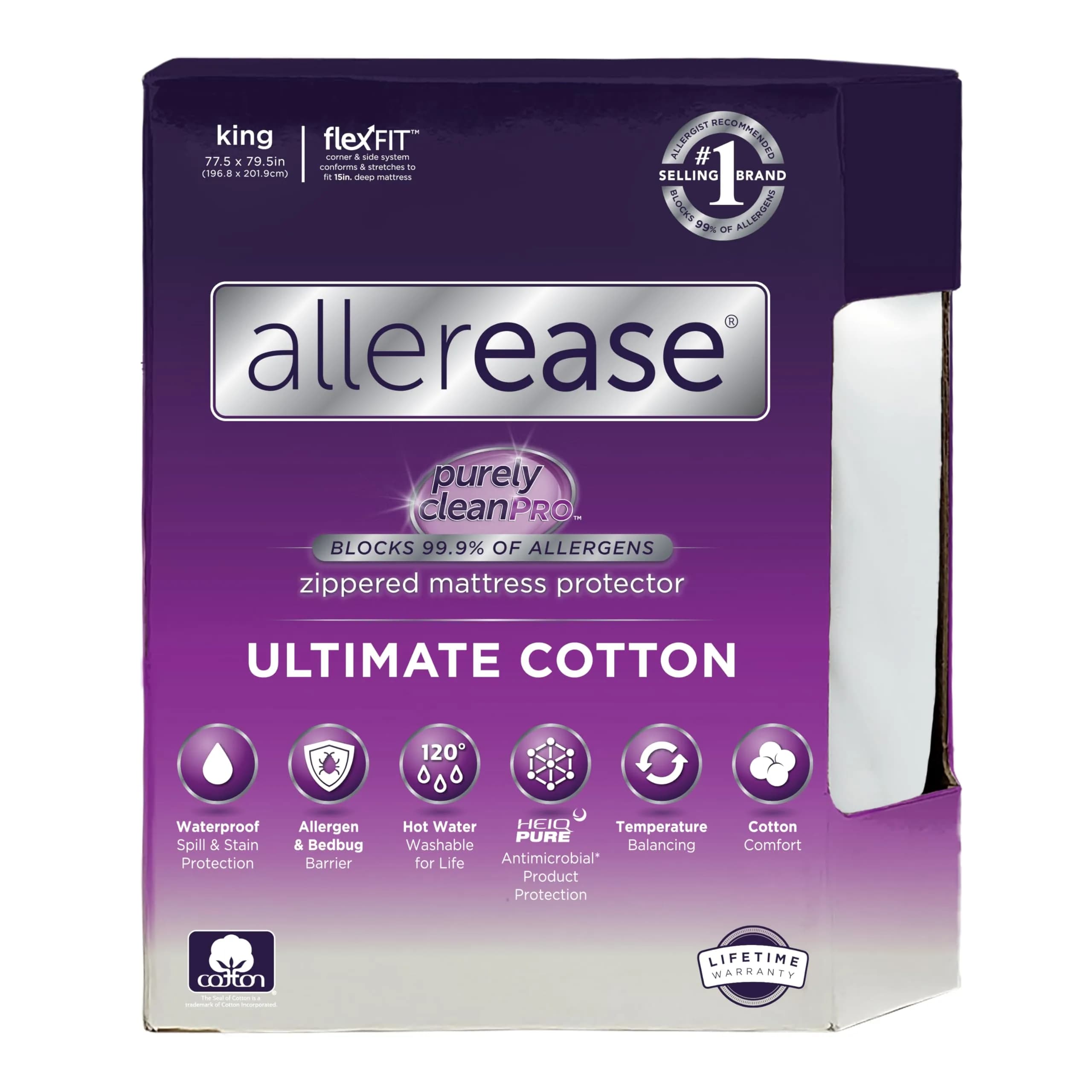 Aller-Ease Ultimate Allergy Protection Zippered Mattress Protector King | 203cm x 193cm (80" x 78") - main product image
