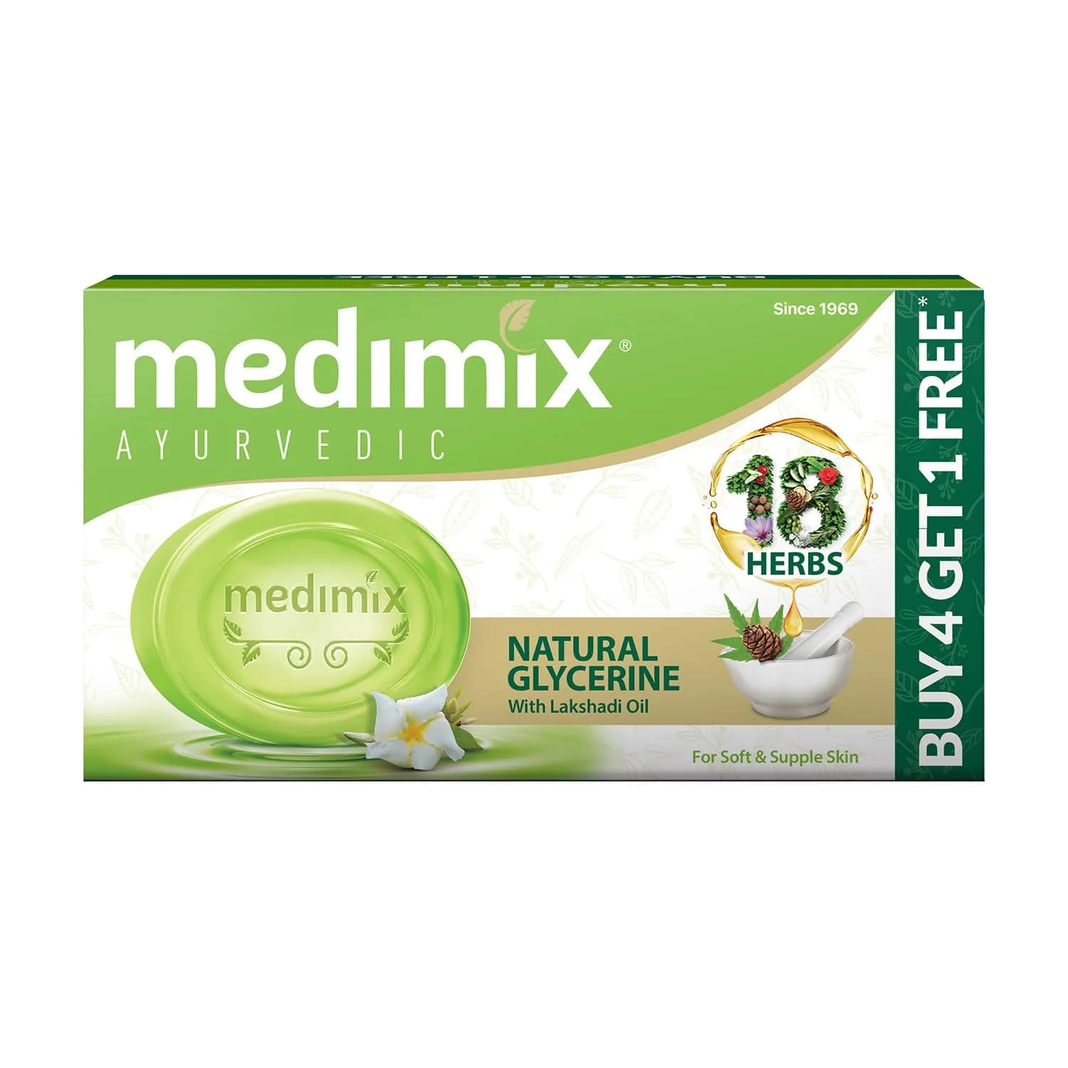 Medimix Ayurvedic Glycerine Soap 125g | All Skin Types, Daily Use, 4+1 Pack