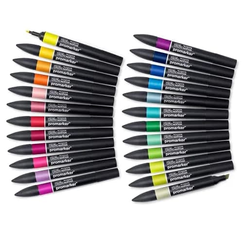 Winsor & Newton ProMarker Set, 24 Count, Student Designer Wallet | Alcohol-Based Ink Markers for Drawing & Illustration thumbnail 3