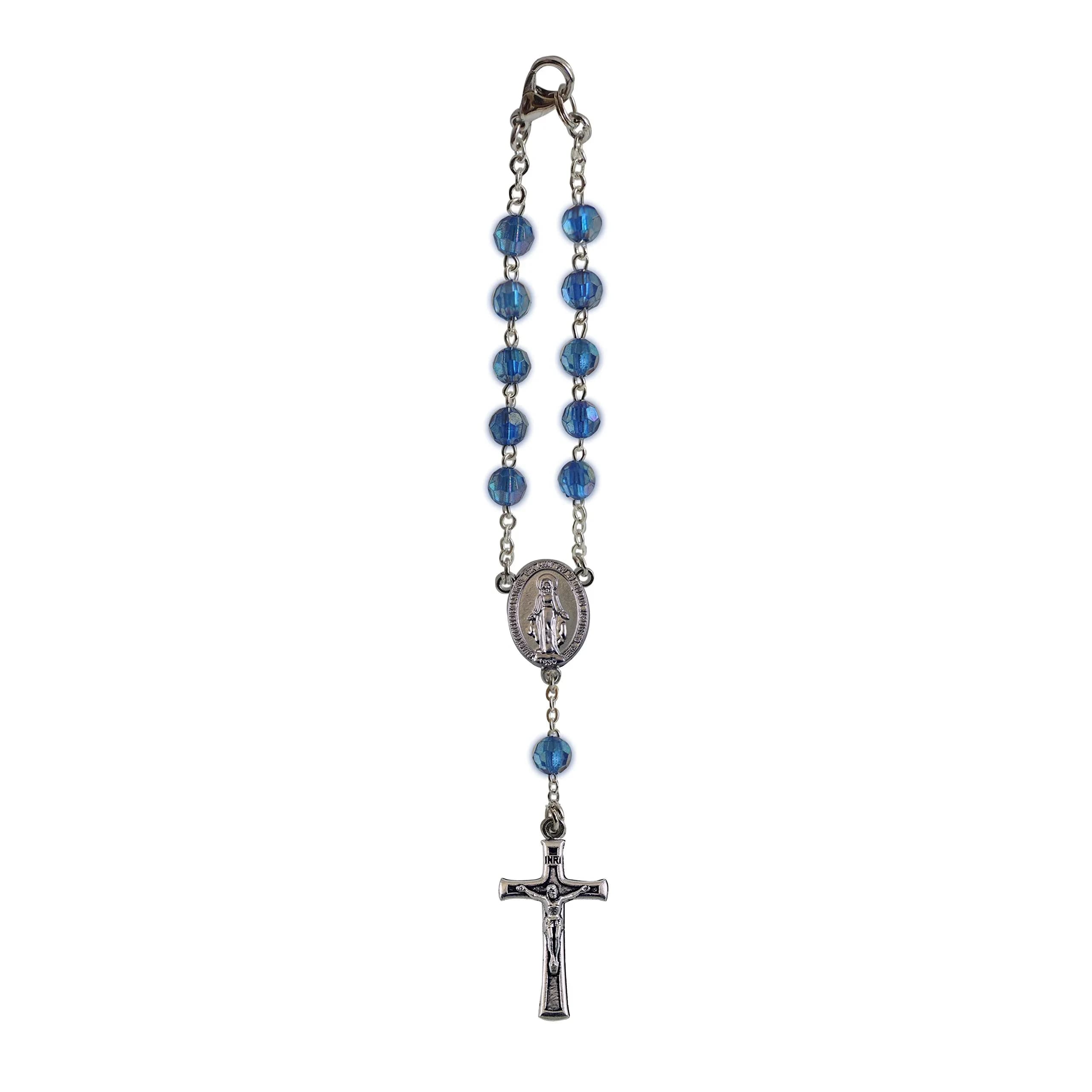 Cathedral Art July/Ruby Birthstone Car Rosary with Hanging Hook | 15.24cm (6in) Length — Multicolored