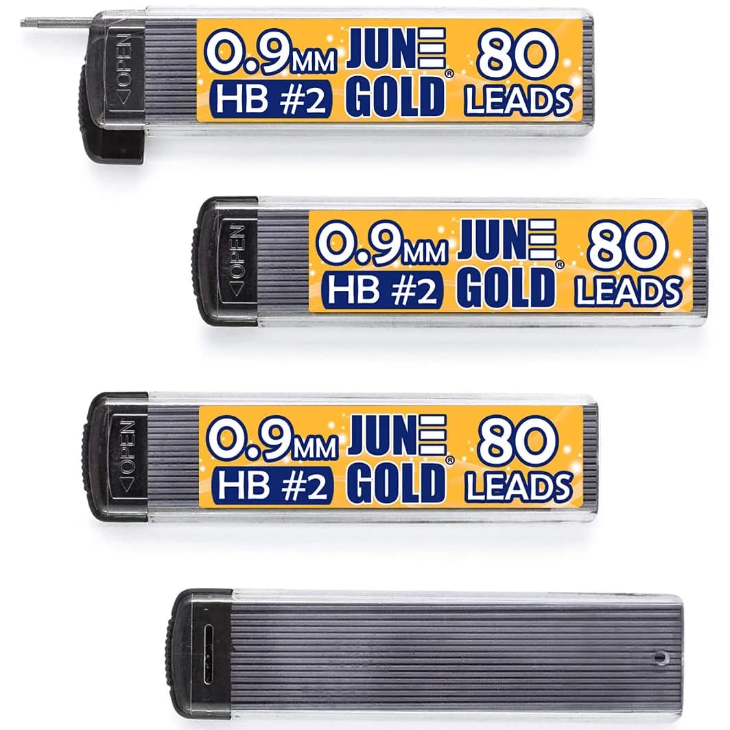 June Gold Hb Graphite 0.9mm Lead Refills, Break Resistant (18 Count)