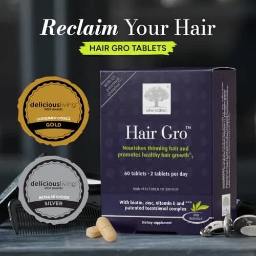 NEW NORDIC Hair GRO Tablets | Biotin & Tocotrienol Complex for Hair Growth | 60 Count thumbnail 2