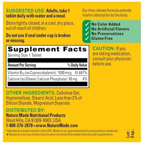 Nature Made Vitamin B12 1000 mcg Time Release Tablets, 75 Count | Supports Energy Metabolism thumbnail 7