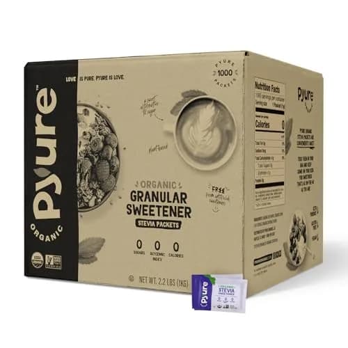 Pyure Organic Stevia Packets 1000 Count (Pack of 1) | Zero Calorie Sweetener for Coffee & Baking thumbnail 1