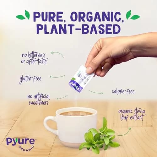 Pyure Organic Stevia Packets 1000 Count (Pack of 1) | Zero Calorie Sweetener for Coffee & Baking thumbnail 4