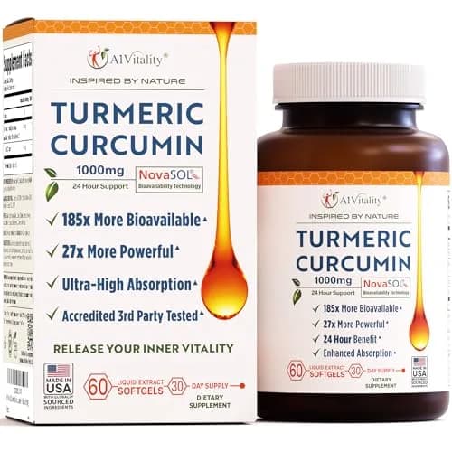A1Vitality NovaSOL Turmeric Curcumin 1000mg | Clinically Proven 185x Higher Absorption for Joint & Overall Wellness thumbnail 1