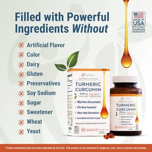 A1Vitality NovaSOL Turmeric Curcumin 1000mg | Clinically Proven 185x Higher Absorption for Joint & Overall Wellness thumbnail 8