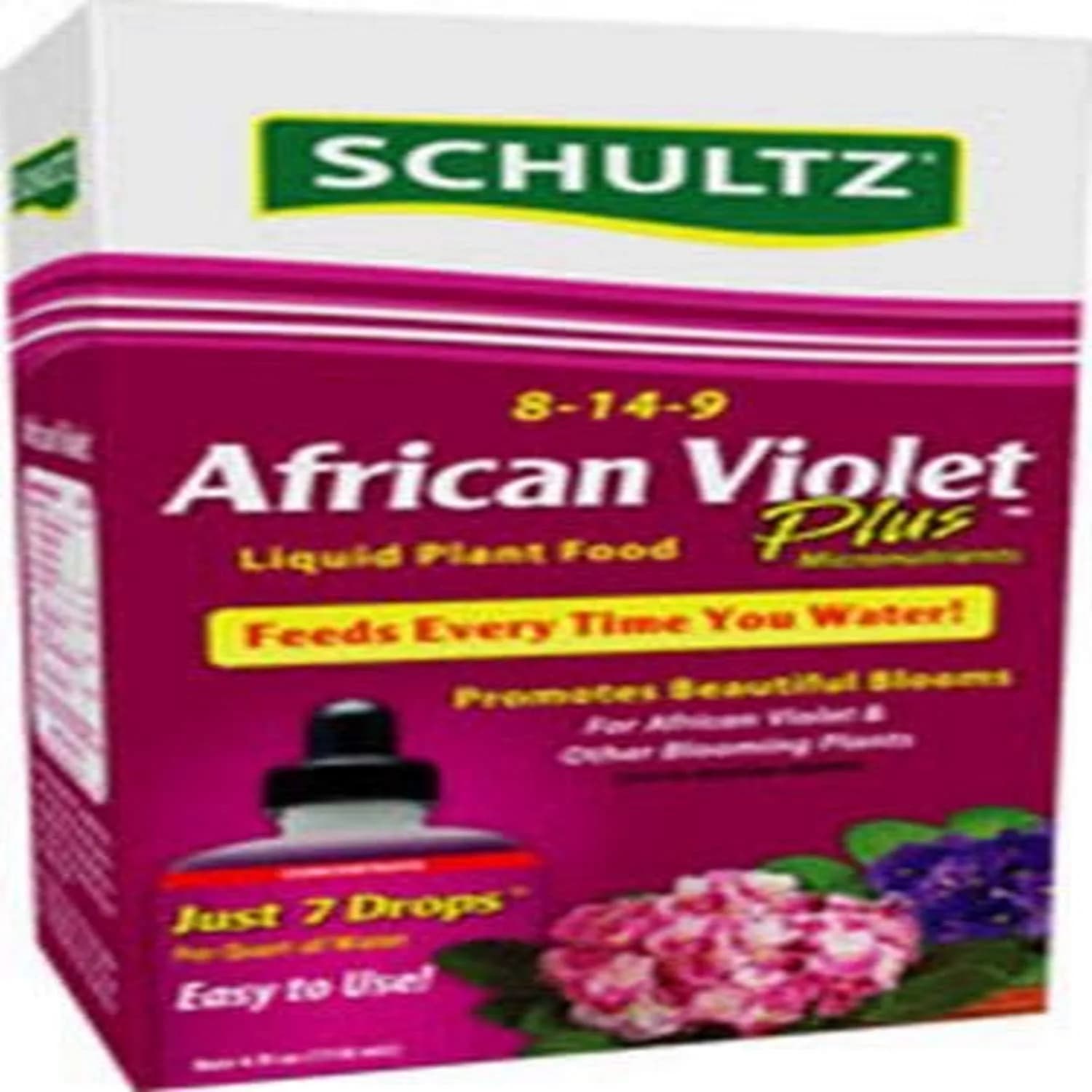 Schultz African Violet Plus Liquid Plant Food 8-14-9, 118ml (4 Fl Oz) | Stimulates Beautiful Flower Production - main product image