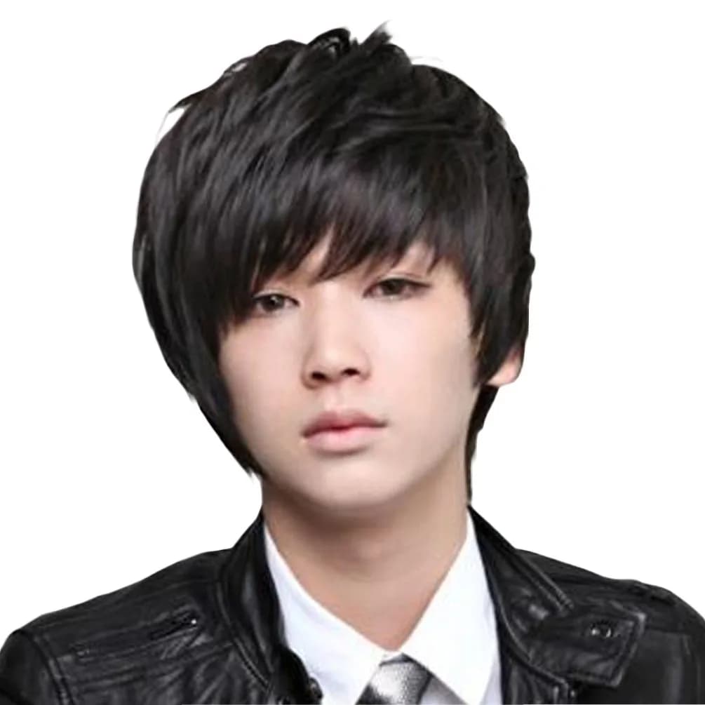 OMORFIEER Short Straight Black Hair Cosplay Wig 25cm (9.8 Inches) | Heat Resistant Synthetic Fiber for Men & Boys - main product image
