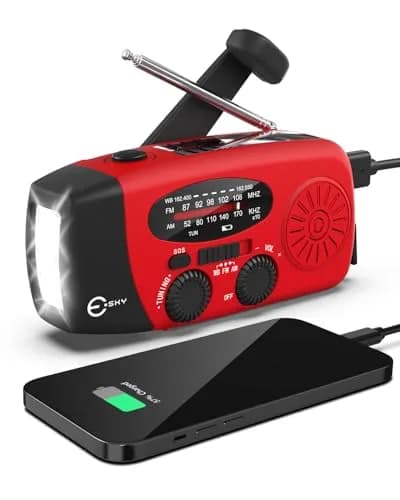 Esky Emergency Hand Crank Radio Red 295ml (10.0oz) | SOS Alarm & NOAA Weather Alerts thumbnail 1