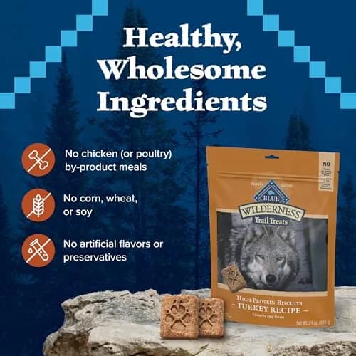 Blue Buffalo Wilderness Turkey Crunchy Dog Biscuits, Grain-Free, 680g (24 oz) | High-Protein Nutrition for All Breeds thumbnail 7